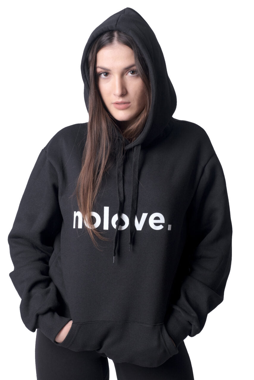 Hoodie No Love Black With Classic Logo