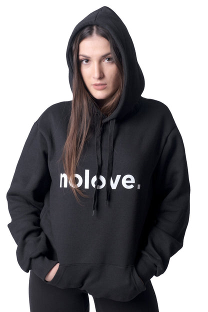 Hoodie No Love Black With Classic Logo